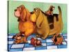 Hounddog Family Picnic-Kourosh-Stretched Canvas