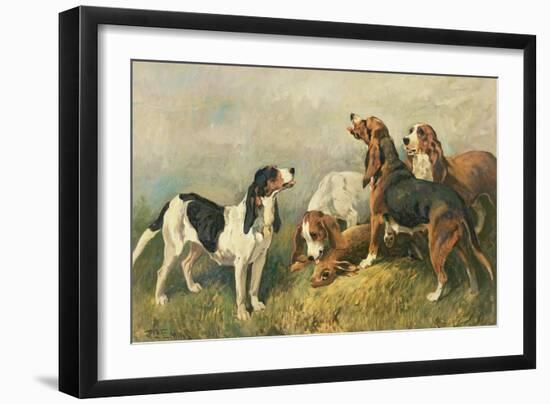 Hounds with a Hare-John Emms-Framed Giclee Print