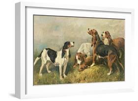 Hounds with a Hare-John Emms-Framed Giclee Print