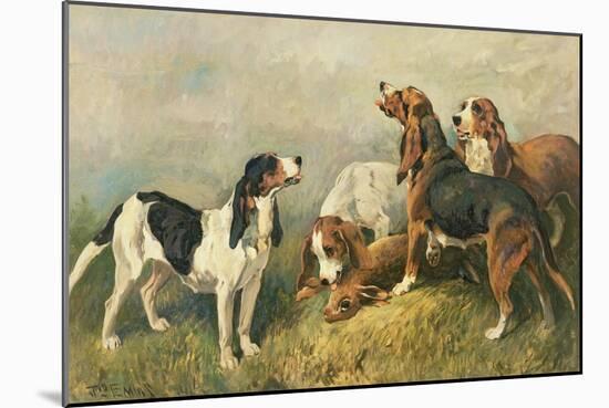 Hounds with a Hare-John Emms-Mounted Giclee Print