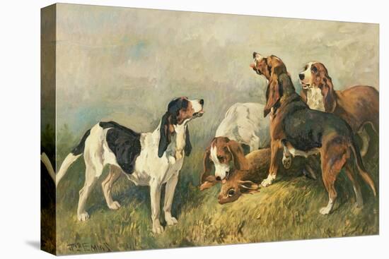 Hounds with a Hare-John Emms-Stretched Canvas