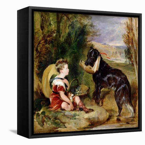 Hours of Innocence: Lord Alexander Russell Son of the 6th Duke of Bedford with His Dog-Edwin Henry Landseer-Framed Stretched Canvas