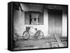 House and Bicycle, Hanoi, Vietnam-Walter Bibikow-Framed Stretched Canvas