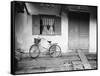 House and Bicycle, Hanoi, Vietnam-Walter Bibikow-Framed Stretched Canvas