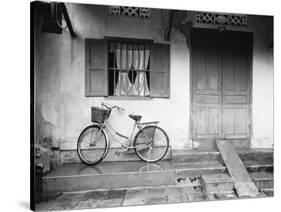 House and Bicycle, Hanoi, Vietnam-Walter Bibikow-Stretched Canvas