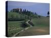 House and Cypress Trees, Val d'Orcia, Siena Provice, Tuscany, Italy-Bruno Morandi-Stretched Canvas