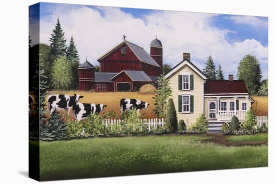 House-Barn-Cows-Debbi Wetzel-Stretched Canvas