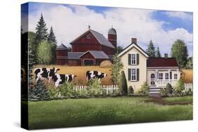 House-Barn-Cows-Debbi Wetzel-Stretched Canvas