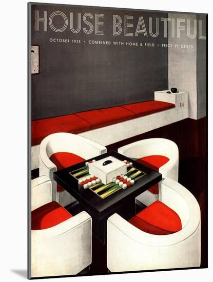 House Beautiful, Furniture Backgammon Board Games Magazine, USA, 1930-null-Mounted Giclee Print