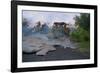 House Being Consumed by Floating Lava-Paul Richards-Framed Photographic Print