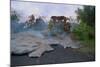 House Being Consumed by Floating Lava-Paul Richards-Mounted Photographic Print