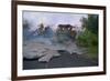 House Being Consumed by Floating Lava-Paul Richards-Framed Photographic Print