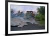 House Being Consumed by Floating Lava-Paul Richards-Framed Photographic Print