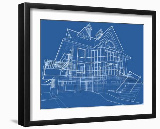 House Blueprint: Technical Draw--Vladimir--Framed Art Print