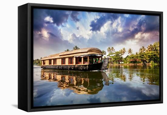 House Boat in Backwaters-Marina Pissarova-Framed Stretched Canvas