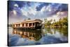 House Boat in Backwaters-Marina Pissarova-Stretched Canvas