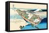 House Boat-Katsushika Hokusai-Framed Stretched Canvas