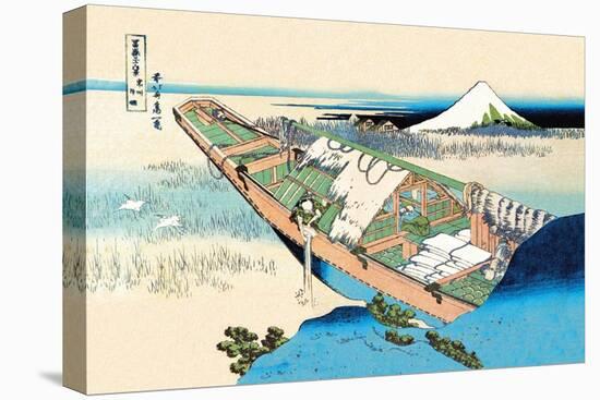 House Boat-Katsushika Hokusai-Stretched Canvas