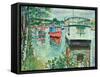 House Boats, Loch Lomond-George Leslie Hunter-Framed Stretched Canvas