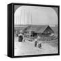 House Built of Bamboo on Rafts, Bhamo, Burma, 1908-null-Framed Stretched Canvas