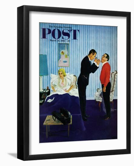 "House Call," Saturday Evening Post Cover, March 25, 1961-George Hughes-Framed Giclee Print