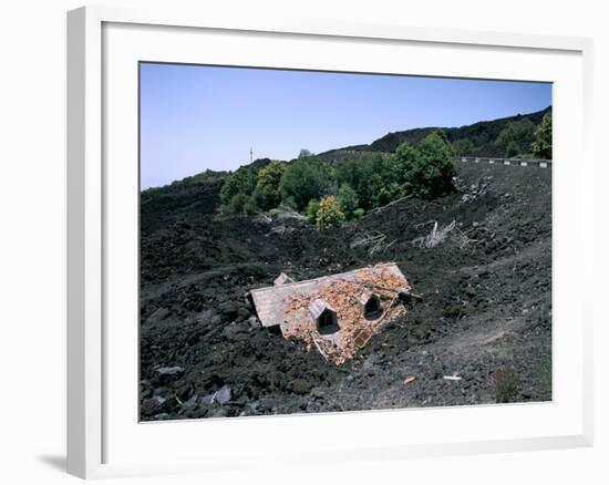 House Destroyed by Lava Flow, Mount Etna, Sicily, Italy-Peter Thompson-Framed Photographic Print