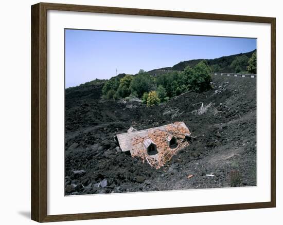 House Destroyed by Lava Flow, Mount Etna, Sicily, Italy-Peter Thompson-Framed Photographic Print