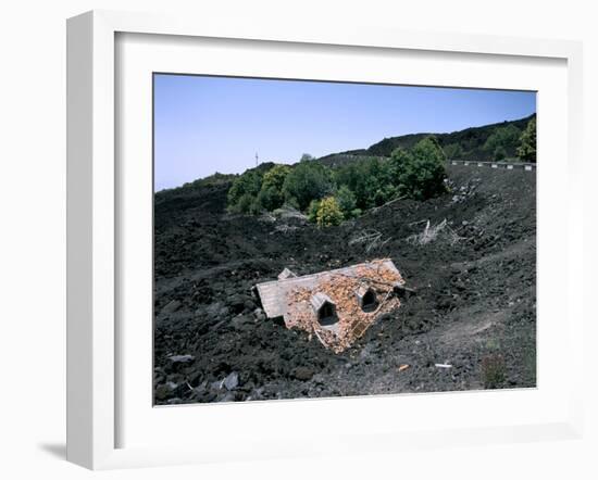House Destroyed by Lava Flow, Mount Etna, Sicily, Italy-Peter Thompson-Framed Photographic Print