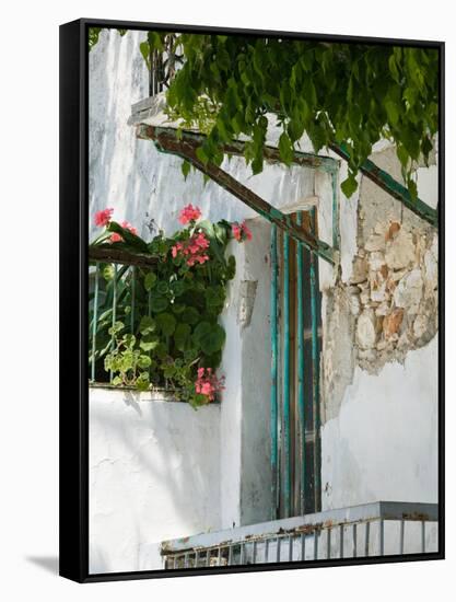 House Detail, Yacht Harbor, Fiskardo, Kefalonia, Ionian Islands, Greece-Walter Bibikow-Framed Stretched Canvas