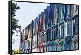 House Facades, Cobh City, Ireland-George Oze-Framed Stretched Canvas