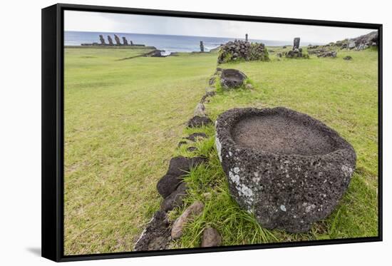 House Foundation and Seven Moai in the Tahai Archaeological Zone-Michael-Framed Stretched Canvas