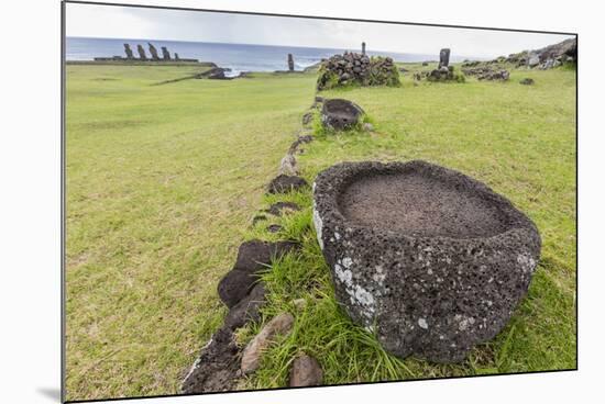 House Foundation and Seven Moai in the Tahai Archaeological Zone-Michael-Mounted Photographic Print