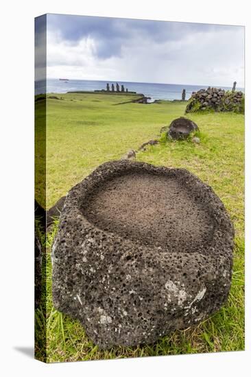 House Foundation and Seven Moai in the Tahai Archaeological Zone-Michael-Stretched Canvas