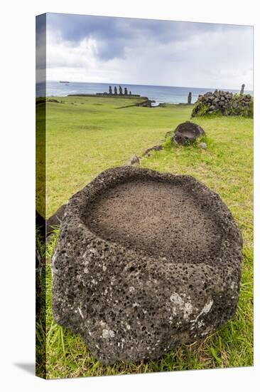 House Foundation and Seven Moai in the Tahai Archaeological Zone-Michael-Stretched Canvas