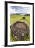 House Foundation and Seven Moai in the Tahai Archaeological Zone-Michael-Framed Photographic Print