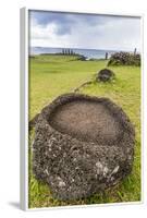 House Foundation and Seven Moai in the Tahai Archaeological Zone-Michael-Framed Photographic Print