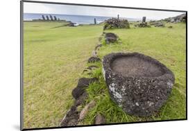 House Foundation and Seven Moai in the Tahai Archaeological Zone-Michael-Mounted Photographic Print