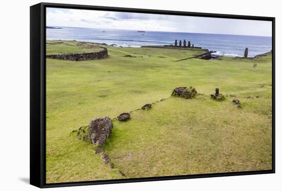 House Foundation and Six Moai in the Tahai Archaeological Zone-Michael Nolan-Framed Stretched Canvas