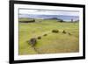 House Foundation and Six Moai in the Tahai Archaeological Zone-Michael Nolan-Framed Photographic Print