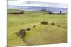 House Foundation and Six Moai in the Tahai Archaeological Zone-Michael Nolan-Mounted Photographic Print