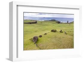 House Foundation and Six Moai in the Tahai Archaeological Zone-Michael Nolan-Framed Photographic Print