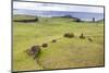 House Foundation and Six Moai in the Tahai Archaeological Zone-Michael Nolan-Mounted Photographic Print