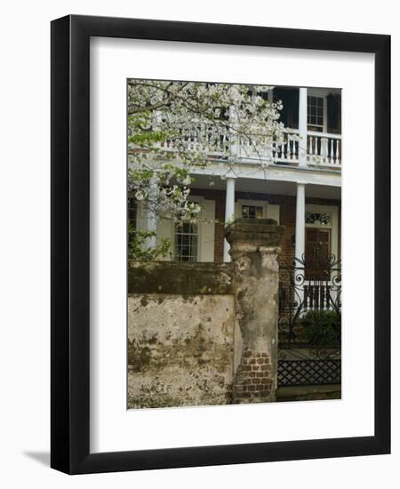 House front with balcony, Charleston, South Carolina, USA-Corey Hilz-Framed Premium Photographic Print