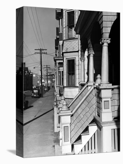 House Fronts in New Bedford-Jack Delano-Stretched Canvas