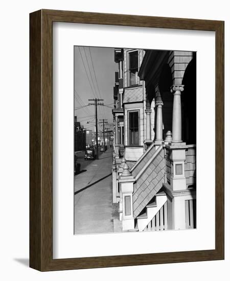 House Fronts in New Bedford-Jack Delano-Framed Photographic Print