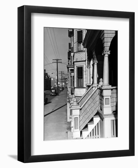 House Fronts in New Bedford-Jack Delano-Framed Photographic Print