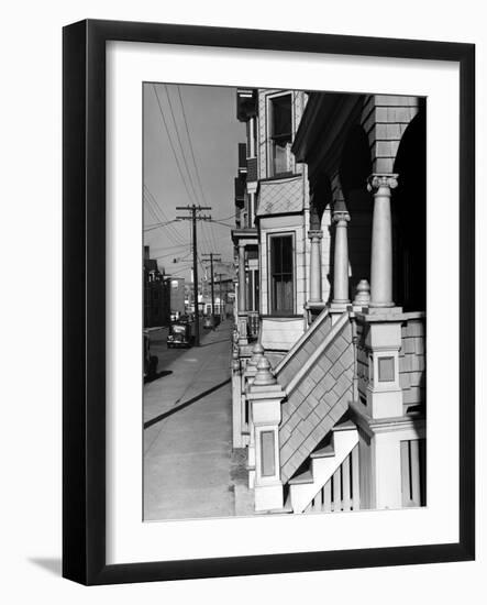 House Fronts in New Bedford-Jack Delano-Framed Photographic Print