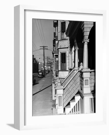 House Fronts in New Bedford-Jack Delano-Framed Photographic Print