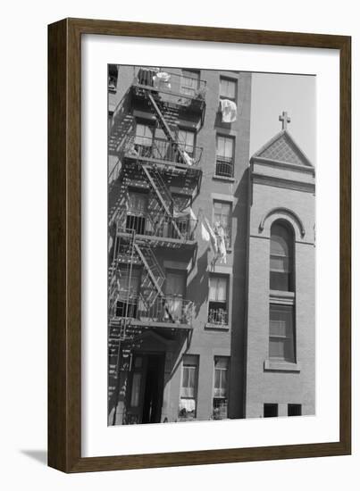 House fronts on 61st Street, between 1st and 3rd Avenues, New York City, 1938-Walker Evans-Framed Photographic Print