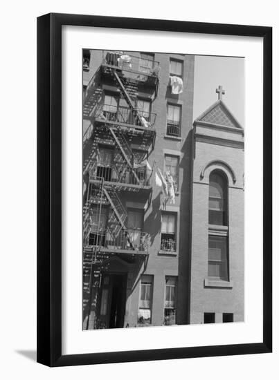 House fronts on 61st Street, between 1st and 3rd Avenues, New York City, 1938-Walker Evans-Framed Photographic Print